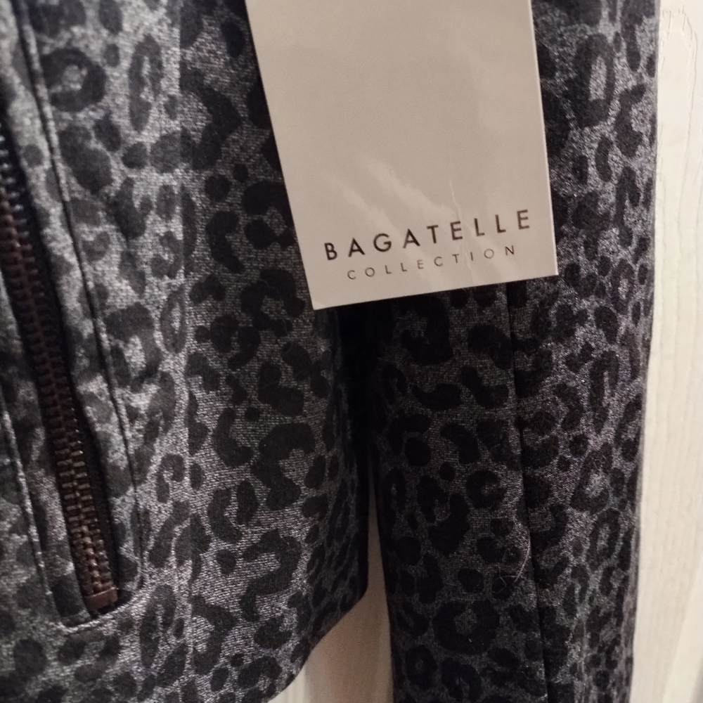 NWT Beautiful Bagatelle Women's Leopard Print Moto Jacket - Black and Gray - Picture 6 of 12